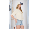 Blu Pepper Women's V-Neck Short Sleeve Button Down