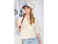 Blu Pepper Women's V-Neck Short Sleeve Button Down