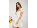 Blu Pepper Women's Floral Stripe Puff Sleeve Tiered Mini Dress
