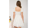 Blu Pepper Women's Floral Stripe Puff Sleeve Tiered Mini Dress