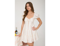 Blu Pepper Women's Floral Stripe Puff Sleeve Tiered Mini Dress