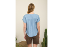 Blu Pepper Women's Ruched Shoulder Short Sleeve Top
