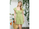Blu Pepper Women's Shirred Waist Flutter Sleeve Mini Dress