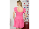Blu Pepper Women's Shirred Waist Flutter Sleeve Mini Dress