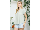 Blu Pepper Women's Split Neck Button Back Top