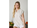 Blu Pepper Women's Striped Split Neck Button Back Top
