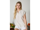 Blu Pepper Women's Striped Split Neck Button Back Top