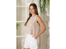 Blu Pepper Women's Floral Embroidered Sleeveless Top