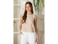 Blu Pepper Women's Floral Embroidered Sleeveless Top