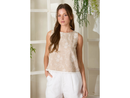 Blu Pepper Women's Floral Embroidered Sleeveless Top