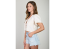 Blu Pepper Women's Embroidered Tie Front Short Sleeve Top