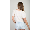 Blu Pepper Women's Embroidered Tie Front Short Sleeve Top
