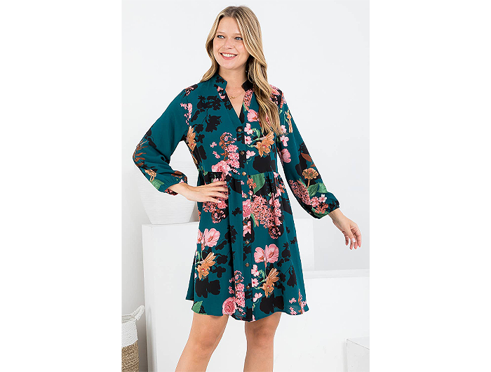 LA Soul Women's Long Sleeve Button Front Dress - FINAL SALE