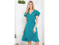 LA Soul Women's Flutter Sleeve Faux Wrap Midi Dress