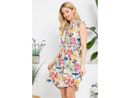 LA Soul Women's Split Neck Tie Waist Sleeveless Dress