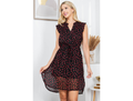 LA Soul Women's Split Neck Tie Waist Sleeveless Dress