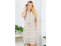 LA Soul Women's Split Neck Tie Waist Sleeveless Dress