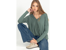 Double Zero Women's Long Sleeve V-Neck Surplice Top