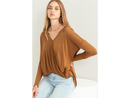Double Zero Women's Long Sleeve V-Neck Surplice Top