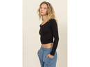 Double Zero Women's Scoop Neck Long Sleeve Crop Top