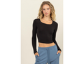 Double Zero Women's Scoop Neck Long Sleeve Crop Top