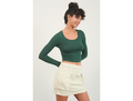 Double Zero Women's Scoop Neck Long Sleeve Crop Top