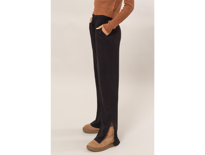 Double Zero Women's Rib Knit Slit Leg Lounge Pants