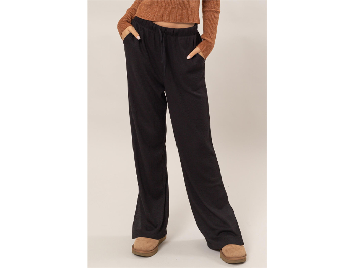 Double Zero Women's Rib Knit Slit Leg Lounge Pants