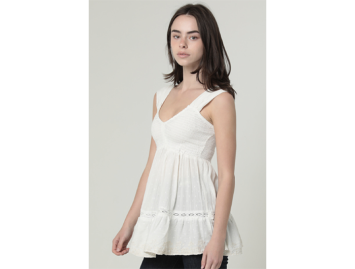 Angie Women's V-Neck Smock Bust Tank Top