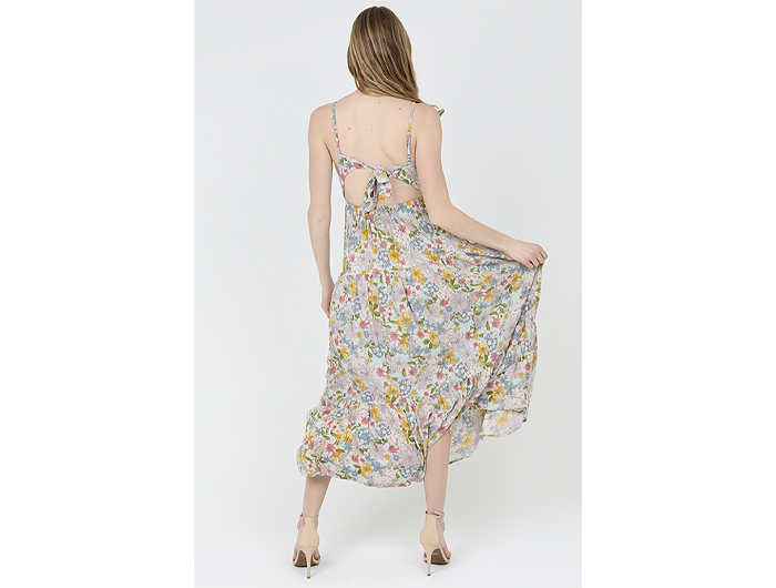Angie Women's Open Back Tiered Maxi Dress L / Blue