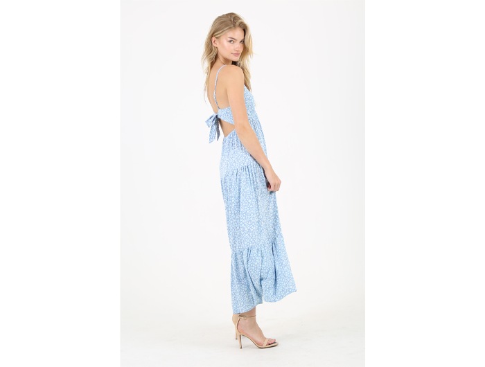 Angie Women's Open Back Tiered Maxi Dress S / Teal Bayou Angie Women's Open Back Tiered Maxi Dress S / Teal Bayou