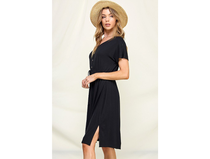 Chris & Carol Women's Button Front Tie Waist Dress