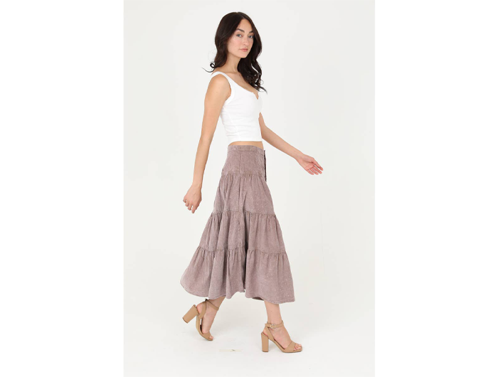 Angie Women's Corduroy Tiered Midi Skirt