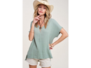 La Miel Women's V-Neck Cotton Gauze Top