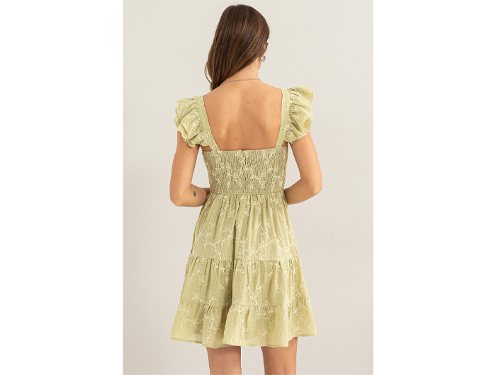 Hyfve Women's Floral Embroidered Flutter Sleeve Mini Dress
