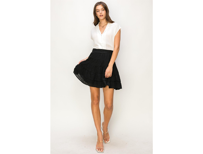 Hyfve Women's High-Waisted Tiered Mini Skirt