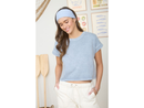 Blu Pepper Women's Raw Edge Short Sleeve Boxy Tee