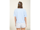 Blu Pepper Women's Split Neck Cuff Sleeve Tee