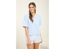 Blu Pepper Women's Split Neck Cuff Sleeve Tee