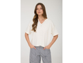 Blu Pepper Women's Split Neck Cuff Sleeve Tee