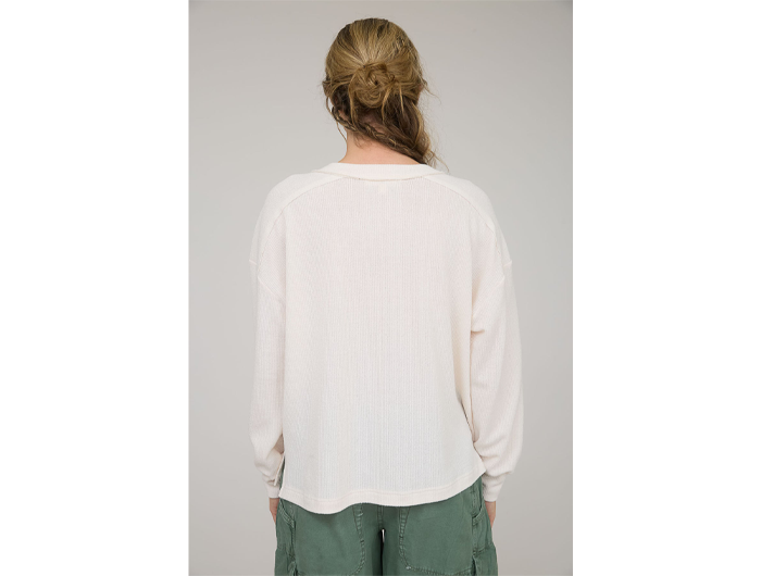 Blu Pepper Women's Long Sleeve Rib Knit Henley Top