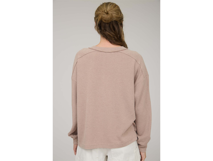 Blu Pepper Women's Long Sleeve Rib Knit Henley Top