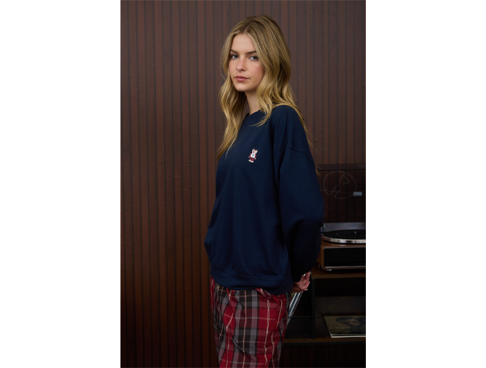 Blu Pepper Women's Teddy Embroidered Pullover Sweatshirt