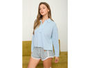 Blu Pepper Women's Collared Split Neck Exposed Seam Top