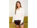 Blu Pepper Women's Collared Split Neck Exposed Seam Top