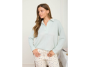 Blu Pepper Women's Collared Split Neck Exposed Seam Top