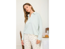 Blu Pepper Women's Collared Split Neck Exposed Seam Top