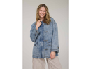 Blu Pepper Women's Corduroy Collar Denim Long Jacket