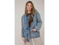 Blu Pepper Women's Corduroy Collar Denim Long Jacket