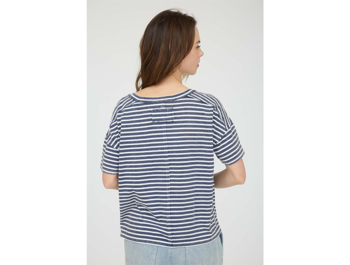 Blu Pepper Women's Acid Washed Striped Tee